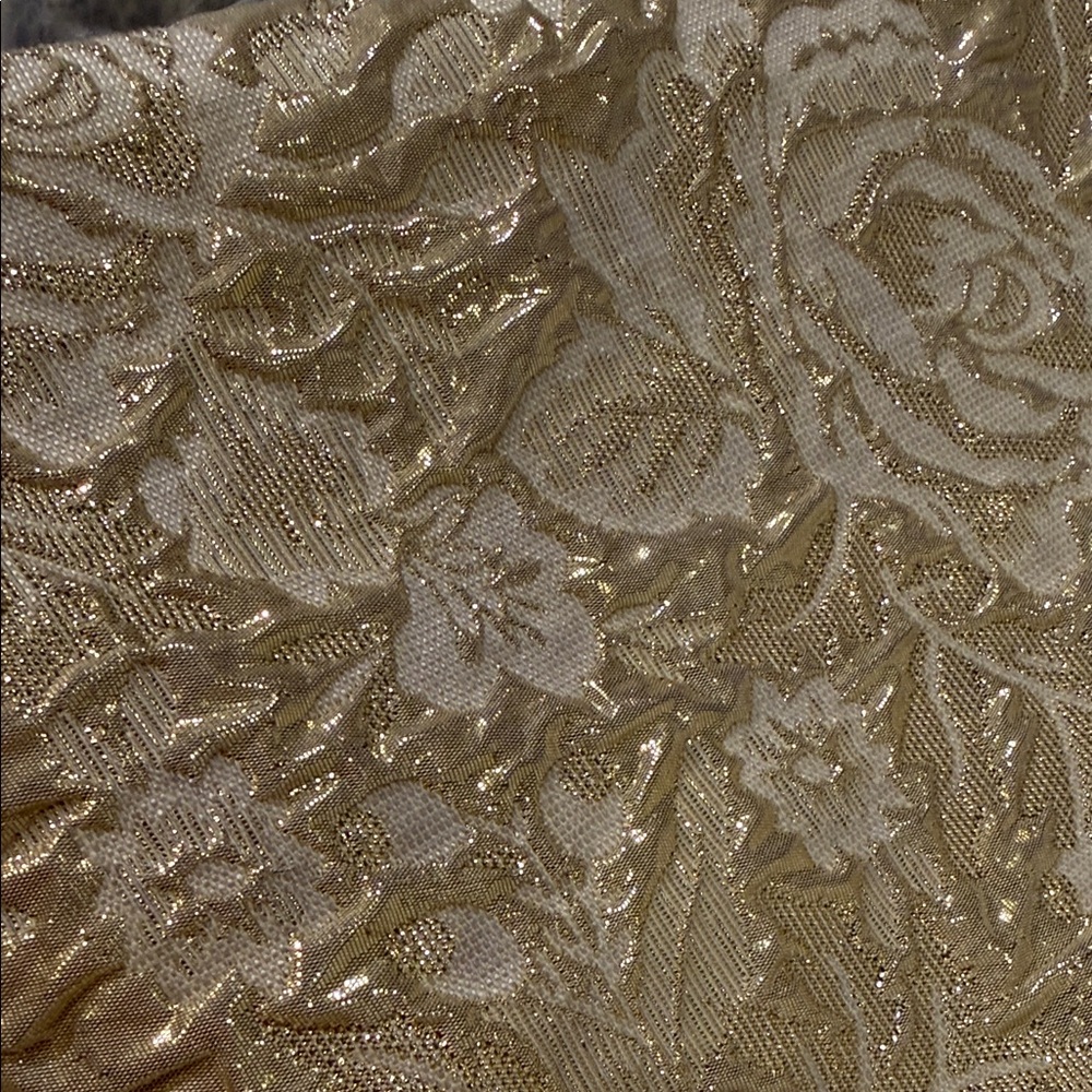 Gold Floral Brocade A-Line Mini Skirt - Picture 7 of 9